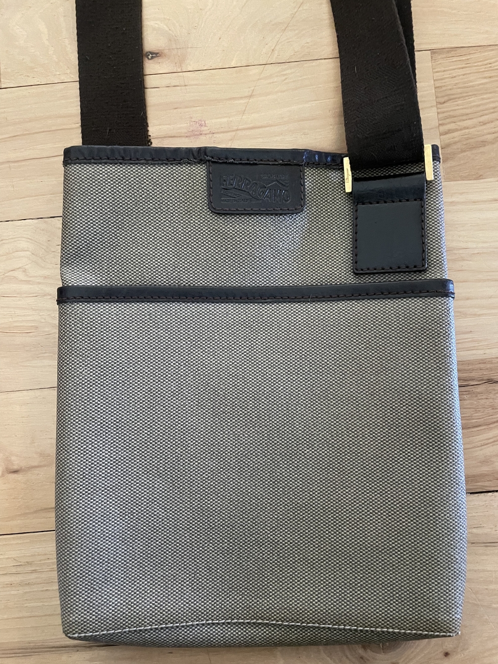 Salvatore Ferragamo Canvas Crossbody Messenger Bag Unisex
